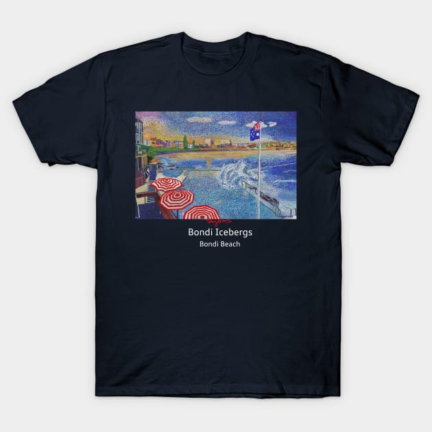 Bondi Icebergs painting  (dark/coloured clothing edition) T-Shirt by tobycentreart